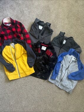 Old Navy Kids' Mixed Color Zip Hoodies Pack – Red, Yellow, Blue, Gray, Black